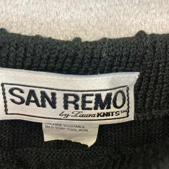 Vintage San Remo LauraKnits Knit Skirt Size Large L Black Knee Length Elastic - Picture 3 of 8